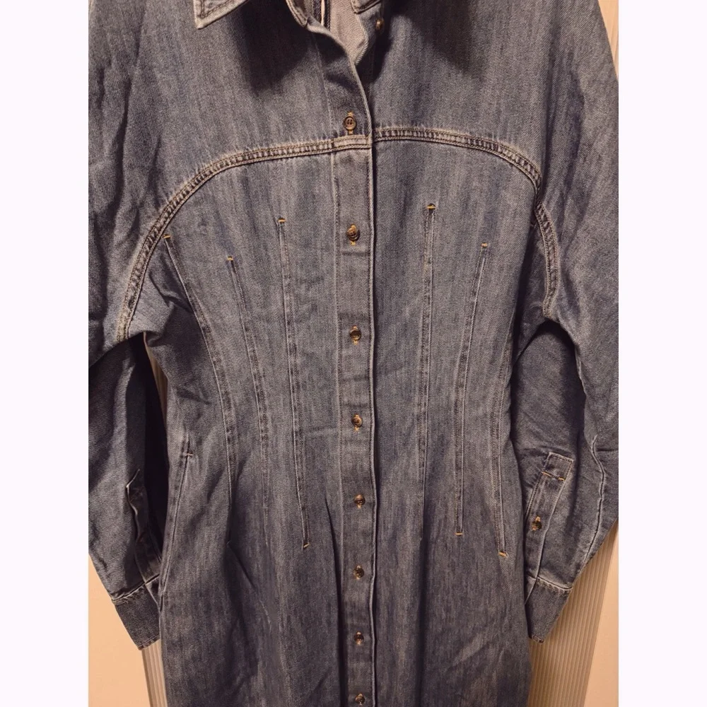 NWT COS Oversized Waisted Denim Shirt Dress Midi Length Size 8 - Picture 4 of 15